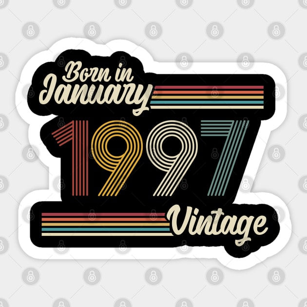 Vintage Born in January 1997 Sticker by Jokowow